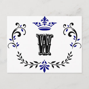 Carte Postale Monogramme de couronne 'W'