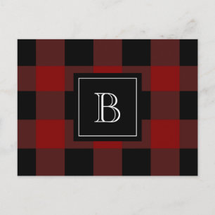 Carte Postale Monogramme de sériole plaqué rustique rouge initia