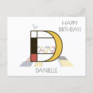 Carte Postale Monogramme de style d'art moderne. Lettre D