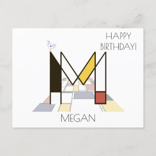 Carte Postale Monogramme de style d'art moderne. Lettre M