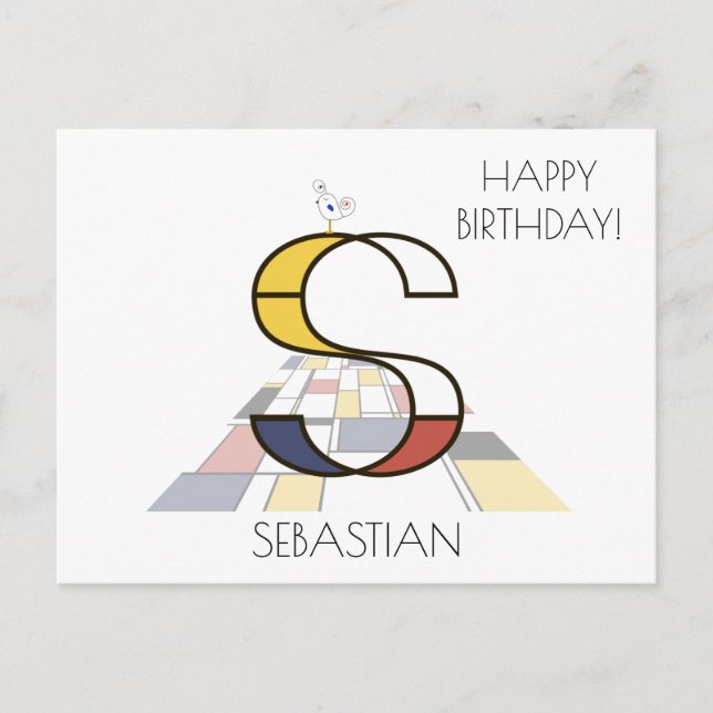 Carte Postale Monogramme de style d'art moderne. Lettre S (Devant)