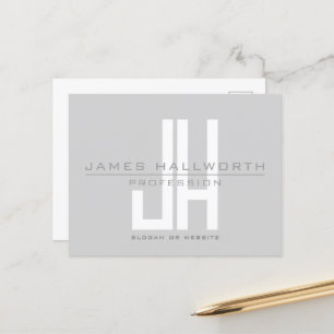 Carte Postale Monogramme d'entreprise au look moderne Gris