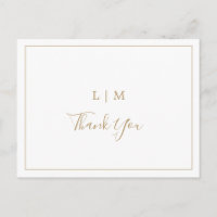 Monogramme d'or simple Mariage Merci