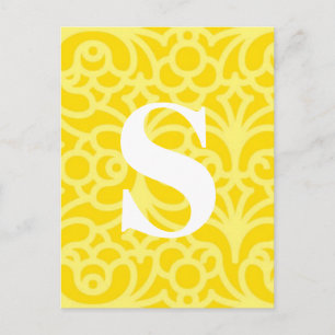 Carte Postale Monogramme floral orné - Lettre S