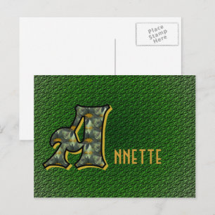 Carte Postale Monogramme Initial A Fleurs Art Personnalisé