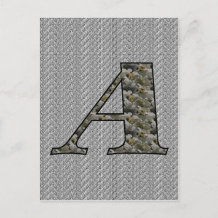 Carte postale Monogramme Initial A Hydrangea Flora
