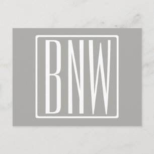 Carte Postale Monogramme initial   Blanc sur gris clair