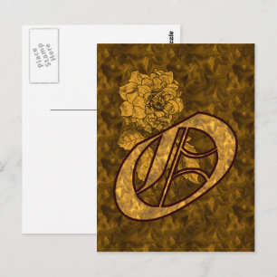 Carte postale Monogramme Initial O Gold Peony