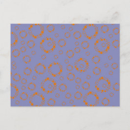 Carte Postale Monogramme Initial Orange Violet Carrés Cercles 