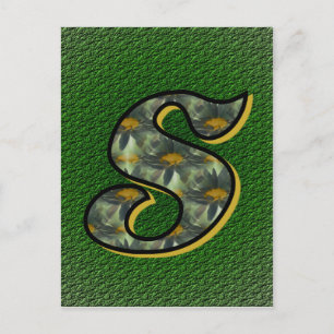 Carte postale Monogramme Initial S Black Daisies