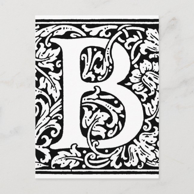 Carte Postale Monogramme initiale B. Motif floral personnalisé (Devant)