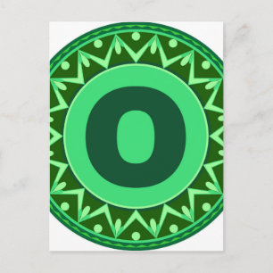 Carte Postale Monogramme Nom initial lettre verte alphabet o