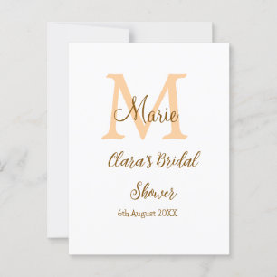 Carte Postale Monogramme orange pour la fête de mariage avec nom