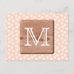 Carte Postale Monogramme personnalisé. Image de Bois, motif flor