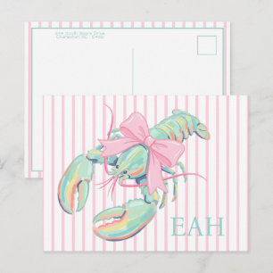 Carte Postale Monogramme Prépa Crabe Aquarelle Pastel
