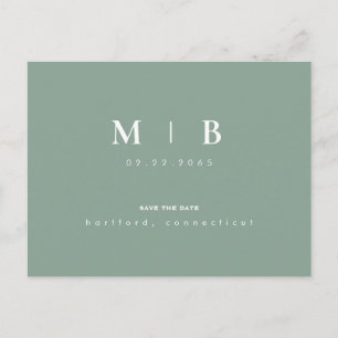 Carte Postale Monogramme simple d'âge clair Mariage Enregistrer