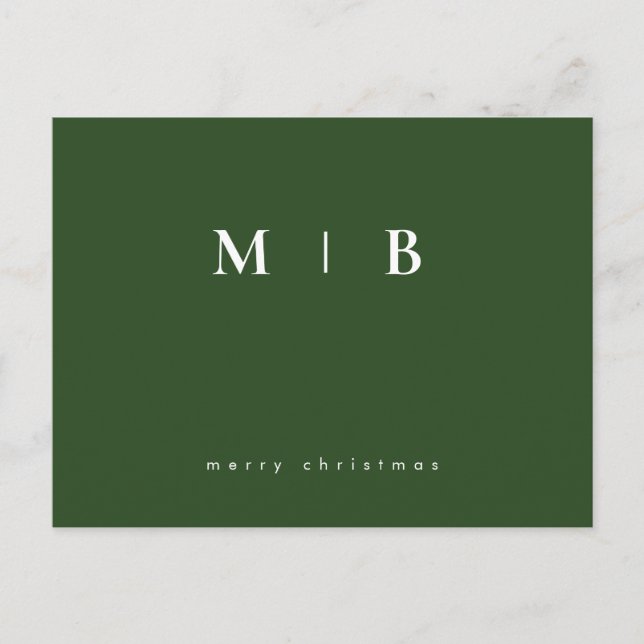 Carte Postale Monogramme simple et élégant Noël vert (Devant)