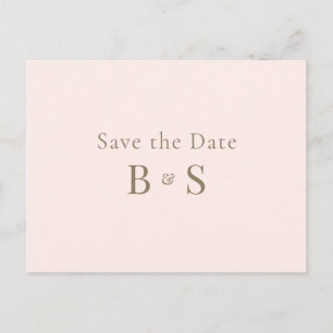 Carte Postale Monogramme simple or Noir noir Enregistrer la date