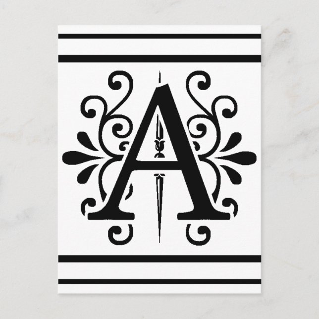 CARTE POSTALE MONOGRAMME UN NOIR (Devant)