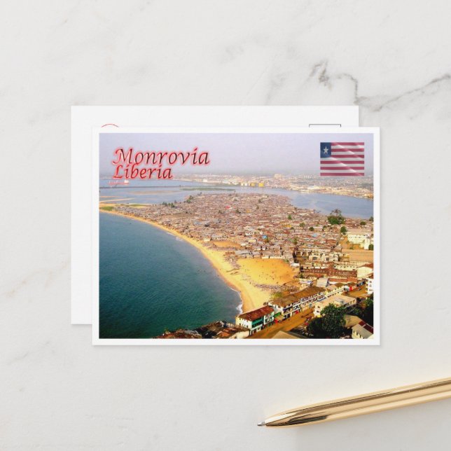Carte Postale Monrovia - Liberia - Vue aérienne - (Devant/Arrière en situation)