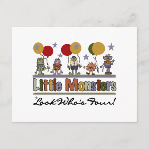 Carte Postale Monster 4th Birthday Tshirts et cadeaux