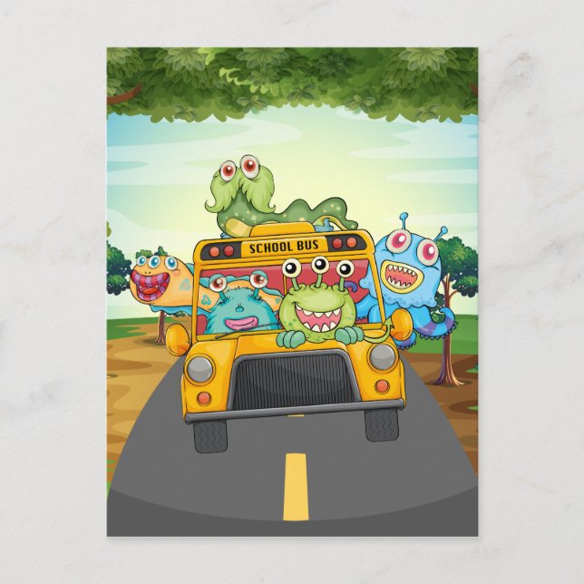 Carte Postale Monster et bus (Devant)