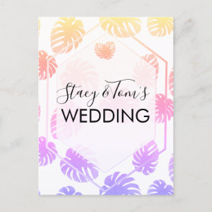 Carte Postale Monstera coloré main tiré Mariage de botanique