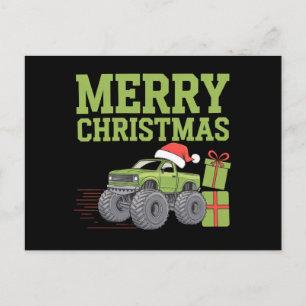 Carte Postale Monstre camion Noël garçons tout-petit Xmas 