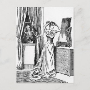 Carte Postale Monstre de squelette de goule femme victorienne