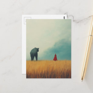 Carte Postale Monstre d'ours dans un champ de blé