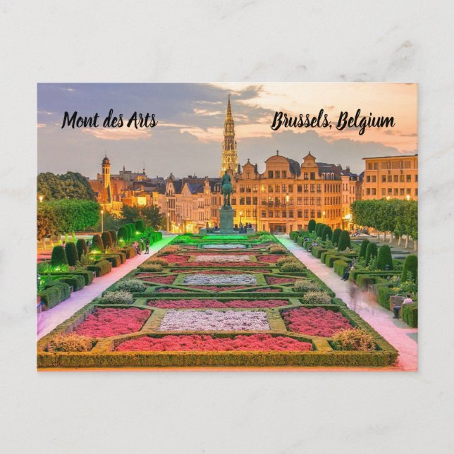 Carte Postale Mont des Arts Bruxelles Belgique stylisée (Devant)