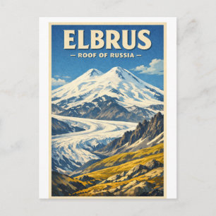 Carte Postale Mont Elbrus, Russie, dans un style rétro classique