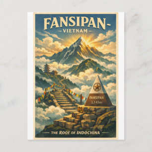 Carte Postale Mont Fansipan voyage rétro vietnam