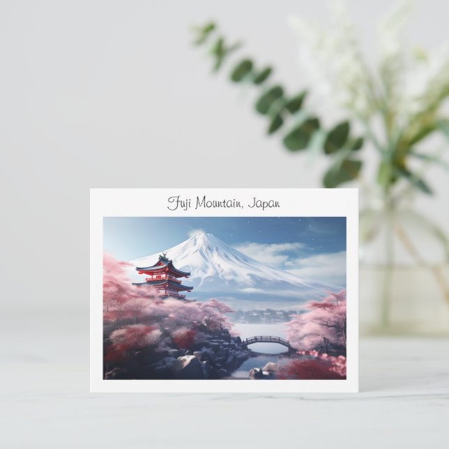 Carte Postale Mont Fuji peint en saison de cerisiers en fleurs (Debout devant)