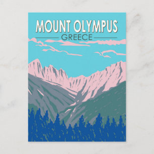 Carte Postale Mont Olympe Grèce Voyage Art Rétro