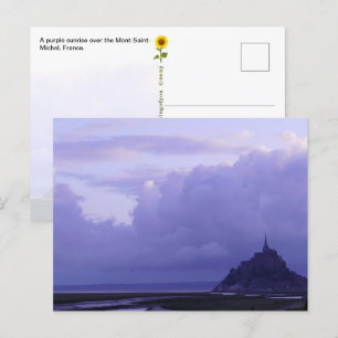 Carte Postale Mont-Saint-Michel Levée de soleil violet, France -