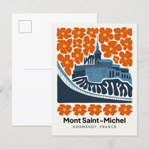 Carte Postale Mont Saint Michel Normandie France voyage floral