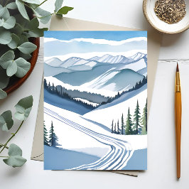 Carte Postale Montagne de ski aquarelle