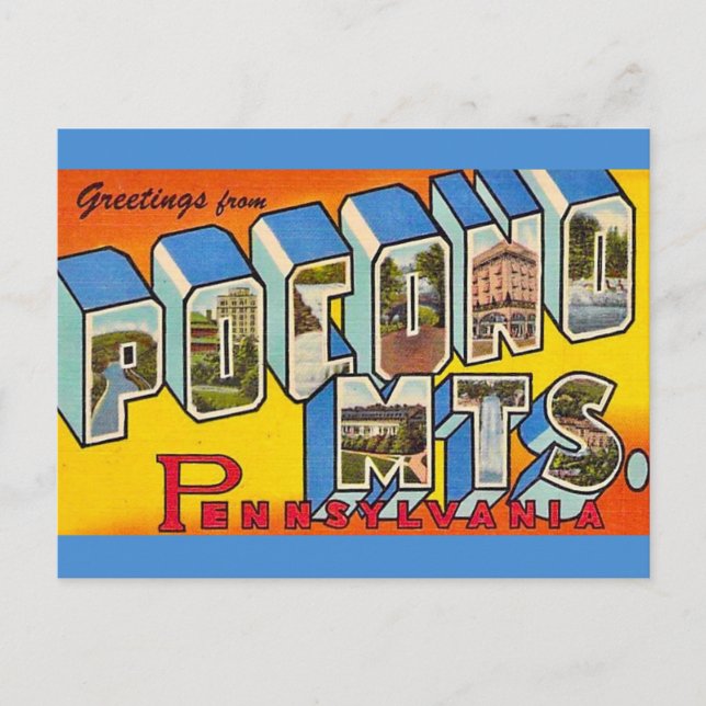 Carte Postale Montagnes de Pocono vintage  (Devant)