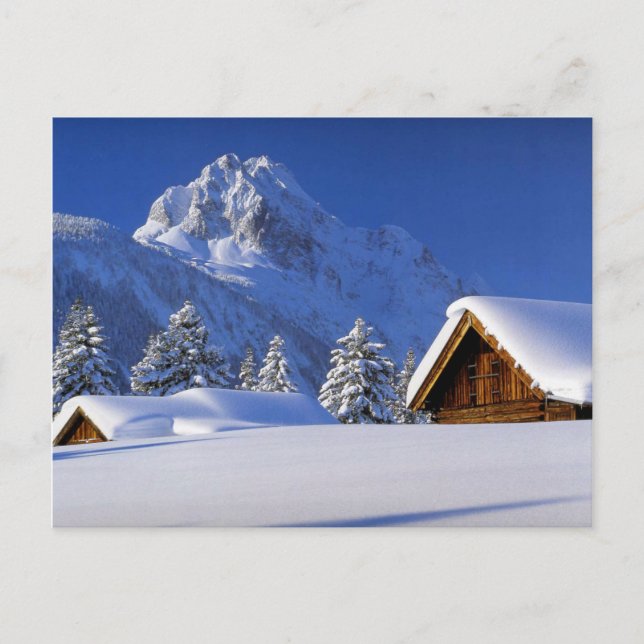 Carte Postale Montagnes Neige d'hiver (Devant)