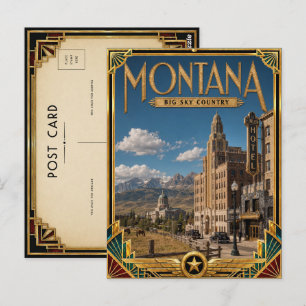 Carte Postale Montana Art Déco vintage de l'âge d'or