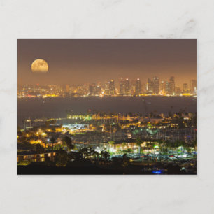 Carte Postale Monte de lune au-dessus de l'horizon de San Diego