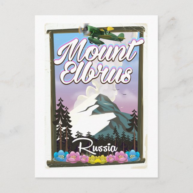 Carte Postale Monte Elbrus, affiche de voyage russe (Devant)