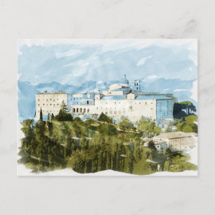 Carte Postale Montecassino Italie Voyage Aquarelle Cadeau Souven