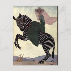 Carte Postale Monter à Zebra