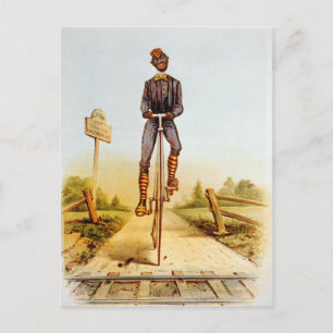 Carte Postale Monter le penny-farthing