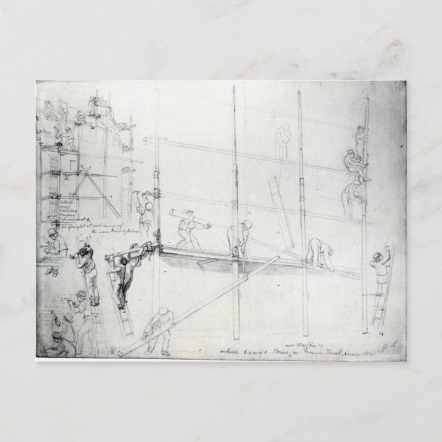 Carte Postale Monter l'échafaudage devant la maison de Craig (Devant)