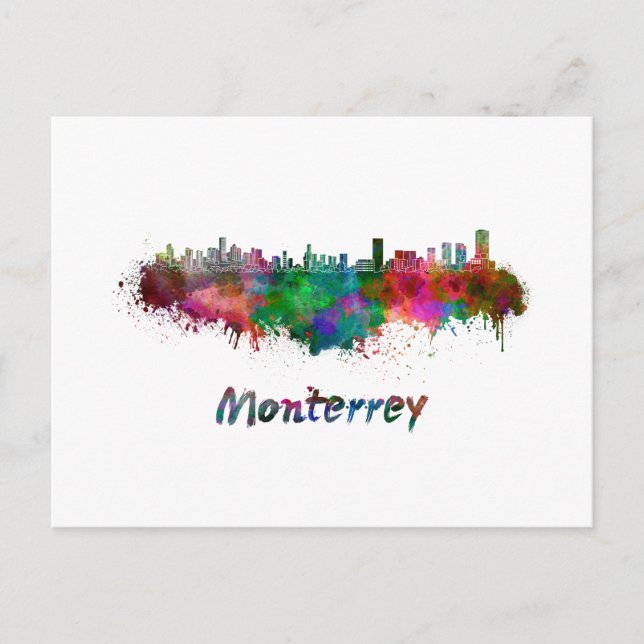 Carte Postale Monterrey skyline in watercolor (Devant)
