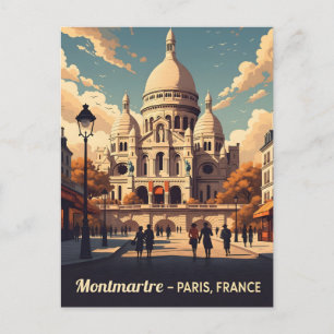 Carte Postale Montmartre Paris avec basilique Coeur sacrée