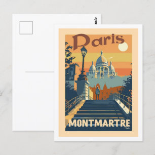 Carte Postale Montmartre Paris France Vintage voyage Place